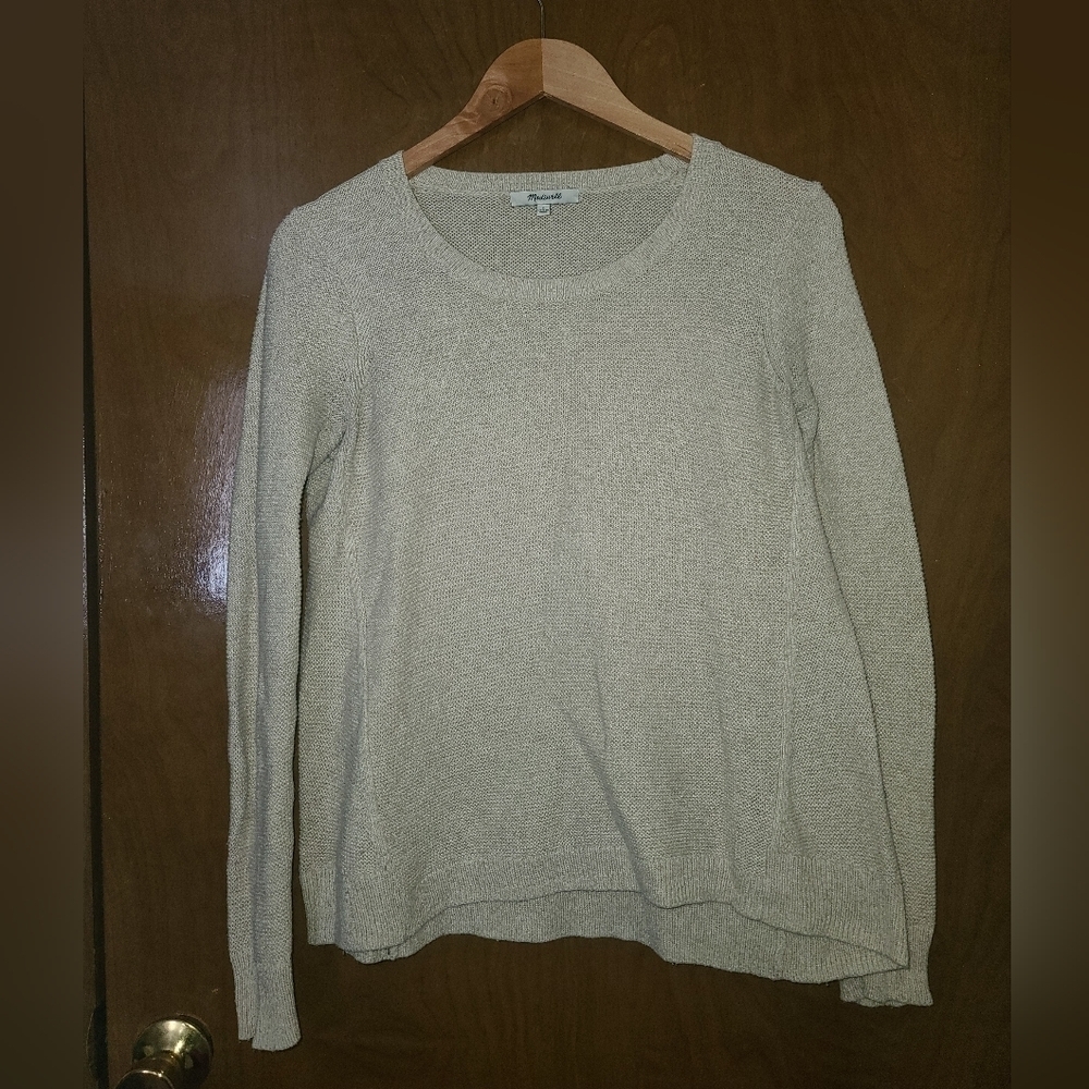 Madewell Riverside Sweater Oatmeal Cream Waffle Knit Size s